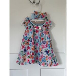 Baby Starters Blue Floral Dress and Headband Set 2pc NWT 3 Months